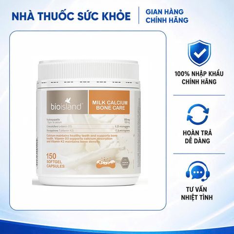(Hàng Chính Hãng- Đủ VAT) Viên uống bổ sung Canxi Bio Island Milk Calcium Bone Care 150 viên - Hỗ trợ sức khỏe xương và răng chắc khỏe với vitamin D3, K2.