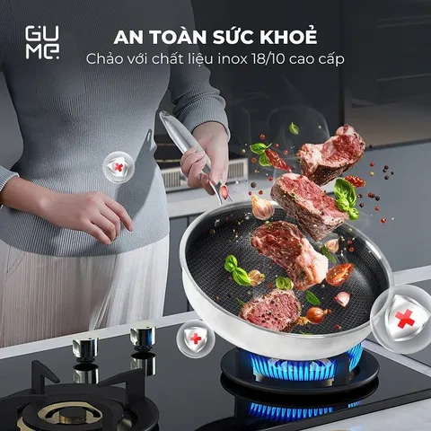(Hàng nhập khẩu) Chảo inox chống dính Blackcube Gume GM1328N size 28cm