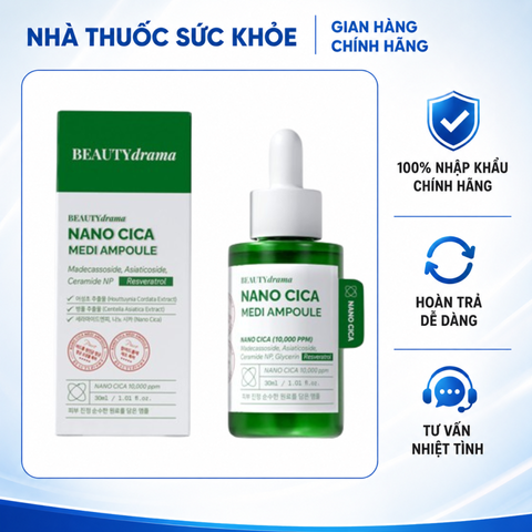(Hàng nhập khẩu) Tinh Chất BEAUTYdrama Nano Cica Medi Ampoule 50ml Hỗ Trợ Phục Hồi Da, Làm Dịu Kích Ứng