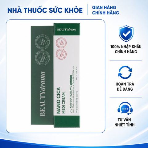 (Hàng nhập khẩu) Kem Dưỡng BEAUTYdrama Nano Cica Medi Cream Hỗ Trợ Dưỡng Ẩm, Làm Dịu Da, Giảm Mụn 50ml