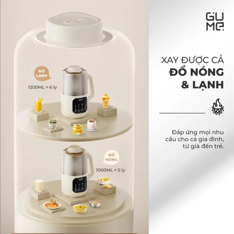 (Hàng nhập khẩu) Máy Làm Sữa Hạt Mini Gume Ultra Pro MSB03 1.2L - Đa Năng Xay Nấu Sánh Mịn Không Bã, Tự Động Vệ Sinh