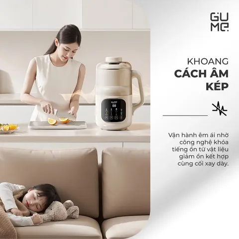 (Hàng nhập khẩu) Máy Làm Sữa Hạt Mini Gume Ultra Pro MSB03 1.2L - Đa Năng Xay Nấu Sánh Mịn Không Bã, Tự Động Vệ Sinh
