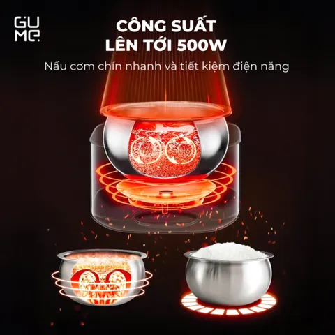 (Hàng nhập khẩu) Nồi cơm điện tách đường Gume GM-RC1430 1.2L lòng nồi inox
