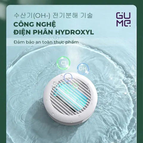 (Hàng nhập khẩu) Máy Khử Khuẩn Thực Phẩm GUME GM6996 - Công Nghệ Điện Phân Hydroxyl, Làm Sạch Rau Củ Thịt Hải Sản