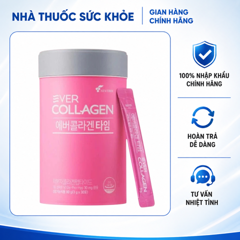 (Hàng nhập khẩu) Bột Uống Collagen Ever Collagen Time Newtree Hộp 30 Gói - Hỗ Trợ Da Căng Mịn Sáng Khỏe Từ Bên Trong