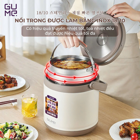 (Hàng nhập khẩu) Nồi Ủ Đa Năng Gume Korea GM-2086 Dung Tích 6.3L