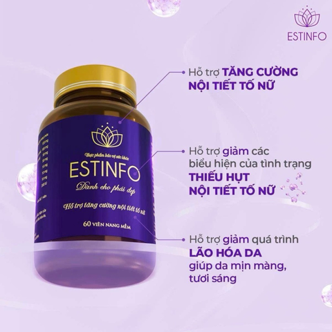 (Hàng chính hãng) Viên Uống ESTINFO Hỗ Trợ Nội Tiết Tố Nữ 60 Viên - Cân Bằng Nội Tiết, Hỗ Trợ Giảm Bốc Hỏa, Khô Hạn, Đẹp Da