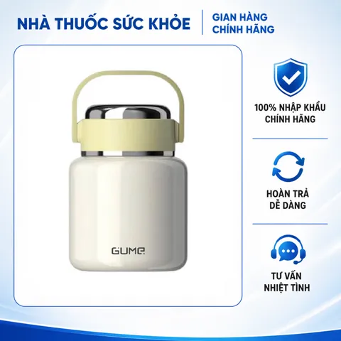 (Hàng nhập khẩu) Bình Ủ Cháo Giữ Nhiệt Inox 316 Gume GM-F188 Dung tích 800ml màu trắng