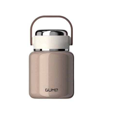 (Hàng nhập khẩu) Bình Ủ Cháo Giữ Nhiệt Inox 316 Gume GM-F188 Dung tích 800ml màu nâu