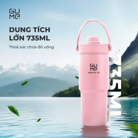 (Hàng nhập khẩu) Cốc giữ nhiệt inox 316 phủ gốm Gume GM-F3301 màu trắng 735ml
