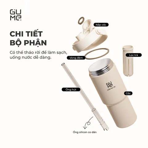 (Hàng nhập khẩu) Cốc giữ nhiệt inox 316 phủ gốm Gume GM-F3301 màu hồng 735ml