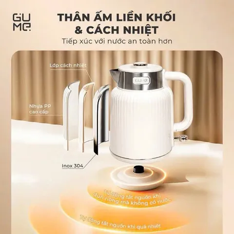 (Hàng nhập khẩu) Ấm đun nước siêu tốc cách nhiệt Gume Korea GM-EK041 Dung Tích 1.7L