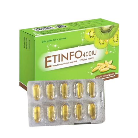 (Hàng chính hãng) Viên Uống Vitamin E Thiên Nhiên Etinfo 400IU Hộp 30 Viên- Hỗ Trợ Chống Oxy Hóa, Dưỡng Da Sáng Mịn Màng