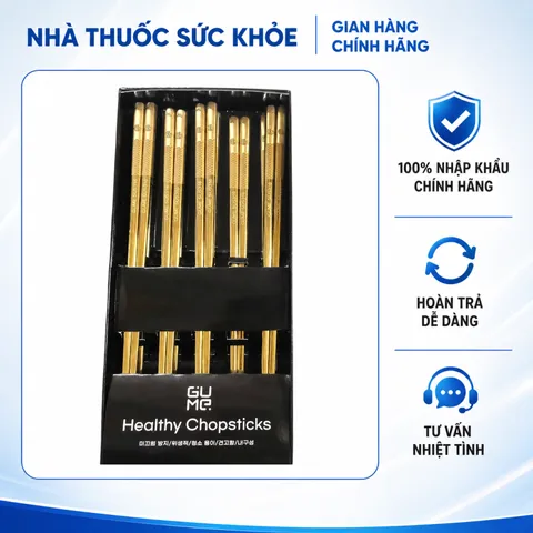(Hàng nhập khẩu) Bộ 10 Đôi Đũa Inox 316 GUME GM-D1882 Chống Gỉ, Chống Trơn Trượt - Màu Vàng