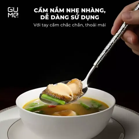 (Hàng nhập khẩu) Bộ 6 Thìa Inox 316 GUME GM-D1301 Cán Dài 21cm Cao Cấp - Màu Bạc