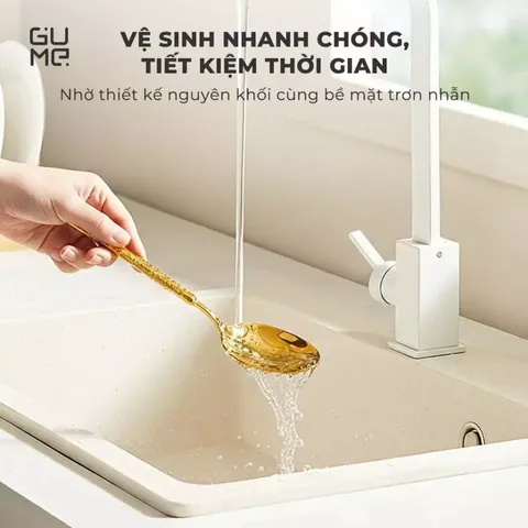 (Hàng nhập khẩu) Bộ 6 Thìa Inox 316 Màu Vàng GUME GM-D1301 Cán Dài 21cm Hoa Văn Hàn Quốc
