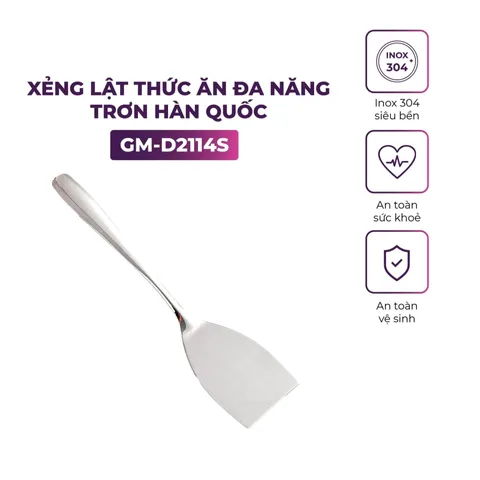 (Hàng nhập khẩu) Xẻng Lật Thức Ăn Inox 304 GUME GM-D2114 Đa Năng, Cán Dài Chống Nóng - Màu Bạc
