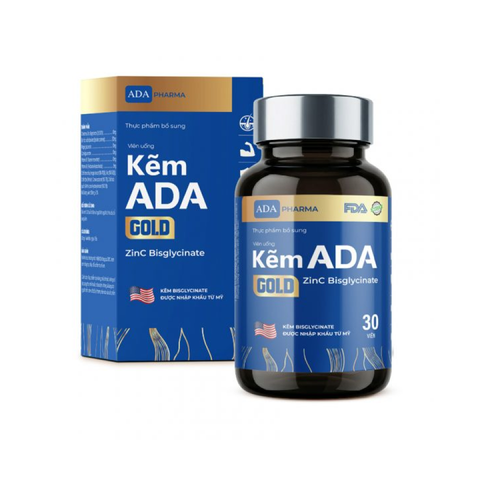 (Hàng chính hãng) Viên Kẽm ADA Gold Zinc Bisglycinate 30 Viên - Bổ Sung Kẽm Hỗ Trợ Sức Khỏe, Da Tóc Móng