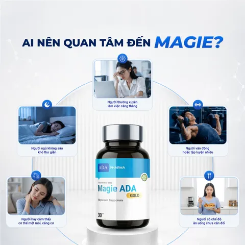 (Hàng chính hãng) Viên Uống Magie ADA Gold 30 Viên - Hỗ Trợ Giấc Ngủ, Giảm Mệt Mỏi, Tăng Cường Sức Khỏe