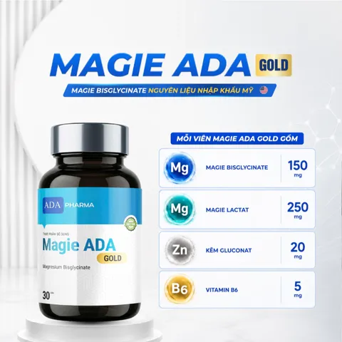 (Hàng chính hãng) Viên Uống Magie ADA Gold 30 Viên - Hỗ Trợ Giấc Ngủ, Giảm Mệt Mỏi, Tăng Cường Sức Khỏe
