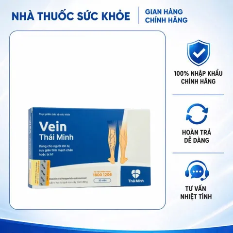 (Hàng chính hãng) Viên Uống Vein Thái Minh Hộp 30 Viên - Hỗ Trợ Tĩnh Mạch, Giảm Đau Chân, Phù Chân
