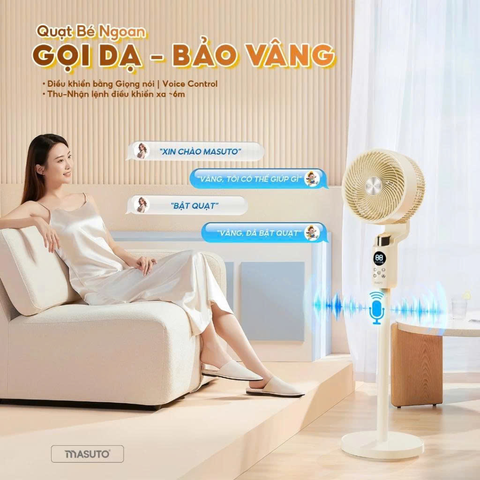 (Hàng chính hãng) Quạt Điện Thông Minh Masuto Smart Air - Điều Khiển Bằng Giọng Nói Tiếng Việt
