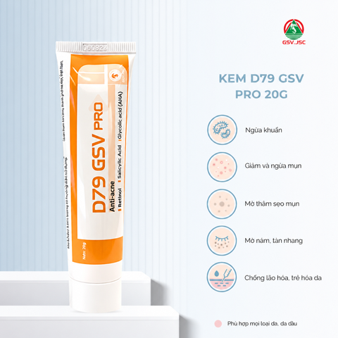 (Hàng chính hãng) Gel D79 GSV Pro Tuýp 20g - Ngăn Ngừa Mụn, Làm Mờ Thâm Do Mụn