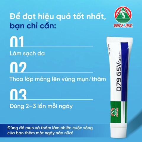 (Hàng chính hãng) Kem D79 GSV Cream Tuýp 15g - Giảm Mụn Trứng Cá, Mụn Lưng, Dày Sừng Nang Lông