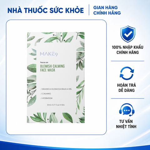 (Hàng nhập khẩu) Mặt Nạ Make9 Blemish Calming Face Mask Hỗ Trợ Làm Dịu, Cấp Ẩm & Làm Sáng Da - 1 Miếng
