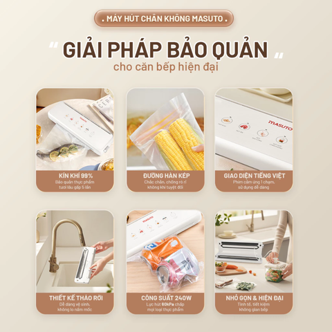 (Hàng chính hãng) Máy Hút Chân Không Masuto MSSMaster - Công Suất 240W, Lực Hút 60kPa