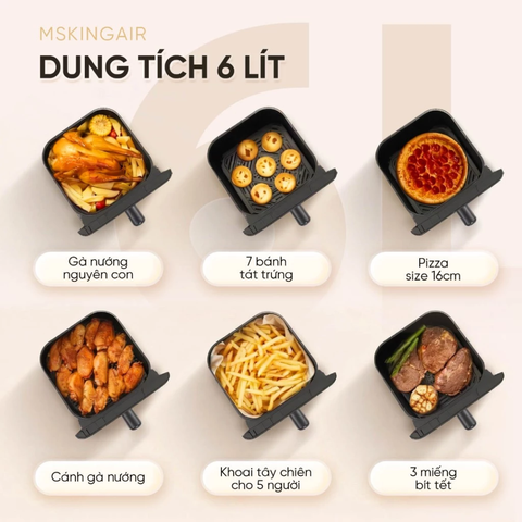 (Hàng chính hãng) Nồi Chiên Không Dầu Masuto MSKing 6L - Phun Sương, 2 Tầng Đốt Không Cần Trở Lật