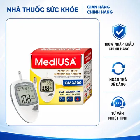 (Hàng nhập khẩu) Máy Đo Đường Huyết MediUSA GM3300 - Không Cần Cài Mã Que Thử, Kết Quả Trong 6 Giây