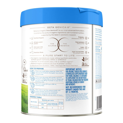 (Hàng nhập khẩu) Sữa Bellamy's Organic A2 Số 3 Cho Bé 1-2 Tuổi Hỗ Trợ Phát Triển Toàn Diện - Hộp 800g