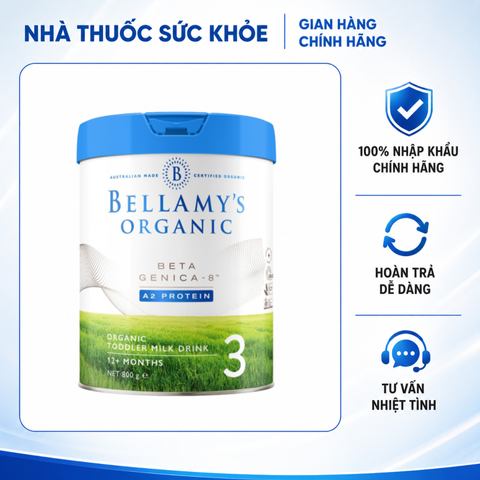 (Hàng nhập khẩu) Sữa Bellamy's Organic A2 Số 3 Cho Bé 1-2 Tuổi Hỗ Trợ Phát Triển Toàn Diện - Hộp 800g