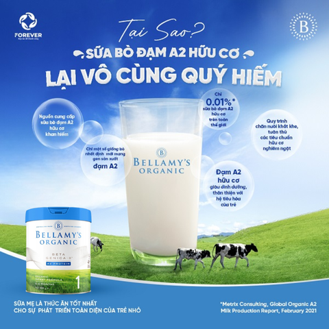 (Hàng nhập khẩu) Sữa Bellamy's Organic A2 1 800g - Cho Bé 0-6 Tháng Tuổi