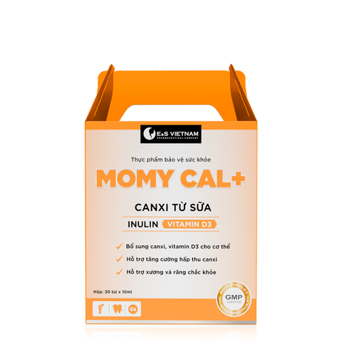 (Hàng chính hãng) Canxi Hữu Cơ Dạng Nước Momy Cal+ Hộp 30 Gói - Bổ Sung Canxi, Vitamin D3