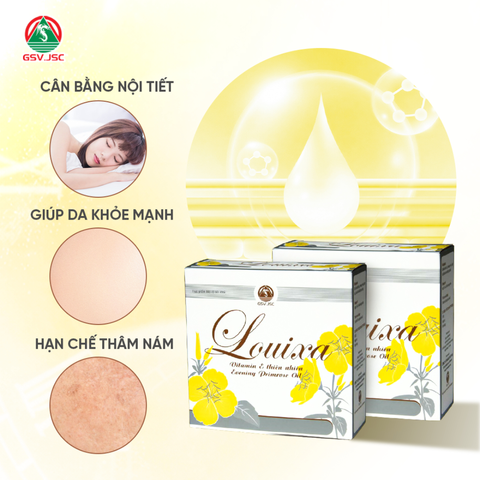 (Hàng chính hãng) Louixa Hộp 60 Viên - Bổ Sung Vitamin E, Dầu Hoa Anh Thảo Hỗ Trợ Da, Tóc, Móng Và Cân Bằng Nội Tiết Tố Nữ