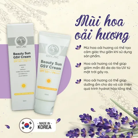 (Hàng nhập khẩu) Kem Chống Nắng Beauty Sun GSV Cream Tuýp 50ml - SPF 50+/PA+++ Bảo Vệ Da, Dưỡng Ẩm, Làm Sáng