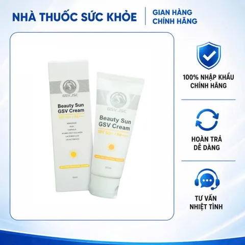 (Hàng nhập khẩu) Kem Chống Nắng Beauty Sun GSV Cream Tuýp 50ml - SPF 50+/PA+++ Bảo Vệ Da, Dưỡng Ẩm, Làm Sáng