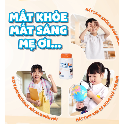 (Hàng nhập khẩu) Vision Kids Blue Light Hộp 90 Viên - Hỗ Trợ Bảo Vệ Mắt Trẻ Khỏi Ánh Sáng Xanh