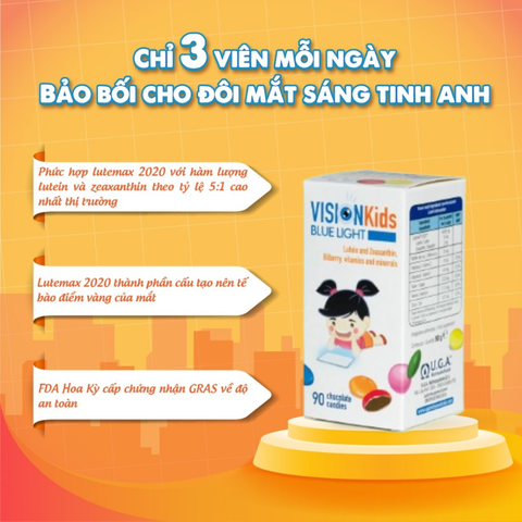 (Hàng nhập khẩu) Vision Kids Blue Light Hộp 90 Viên - Hỗ Trợ Bảo Vệ Mắt Trẻ Khỏi Ánh Sáng Xanh
