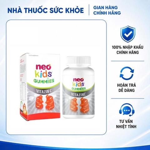 (Hàng nhập khẩu) Kẹo Dẻo Neo Kids Gummies VitaZinC Con Gấu Lọ 60 Viên - Bổ Sung Kẽm Hữu Cơ, Hỗ Trợ Bé Ăn Ngon