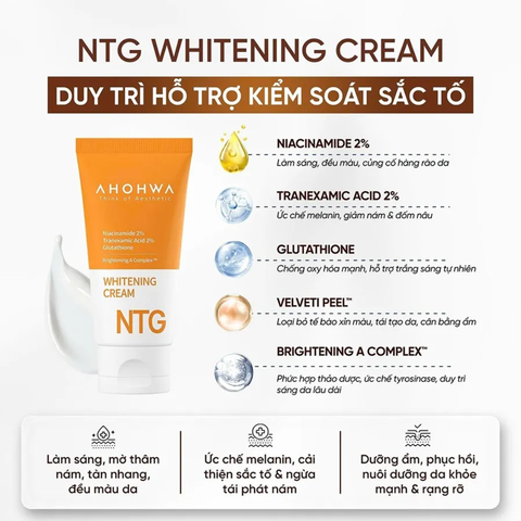 (Hàng nhập khẩu) Kem Dưỡng NTG Whitening Cream Ahohwa 50ml - Hỗ Trợ Làm Sáng Da, Cải Thiện Sắc Tố Da