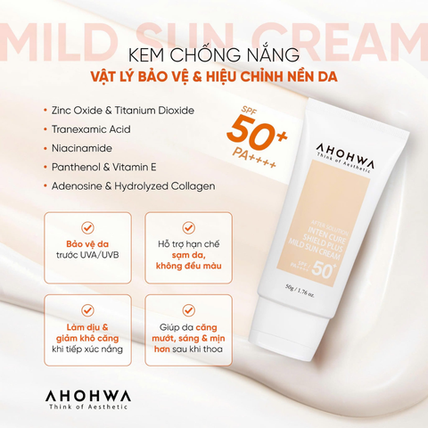 (Hàng chính hãng) Kem Chống Nắng Inter Cure Shield Plus Mild Sun Cream 50gr - SPF50+/PA++++, Hiệu Chỉnh Sắc Tố, X5 Bảo Vệ