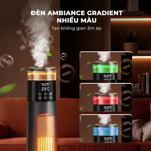 (Hàng nhập khẩu) Máy Sưởi Gốm Kèm Phun Sương Bù Ẩm GUME GM-S2558 - Điều Khiển Giọng Nói, Công Suất 2200W