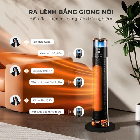 (Hàng nhập khẩu) Máy Sưởi Gốm Kèm Phun Sương Bù Ẩm GUME GM-S2558 - Điều Khiển Giọng Nói, Công Suất 2200W