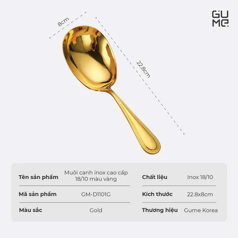 (Hàng nhập khẩu) Muôi Canh Inox 18/10 Cao Cấp Gume GM-D1101G Màu Vàng