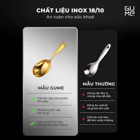 (Hàng nhập khẩu) Muôi Canh Inox 18/10 Cao Cấp Gume GM-D1101G Màu Vàng