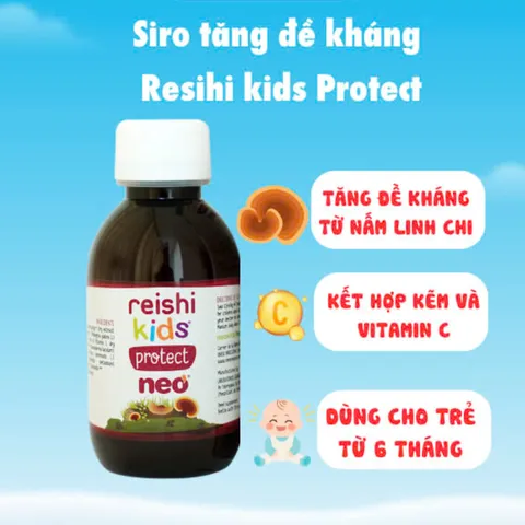 (Hàng nhập khẩu) Siro Reishi Kids Protect Lọ 150ml - Chiết Xuất Linh Chi Hữu Cơ, Hỗ Trợ Tăng Đề Kháng Cho Bé