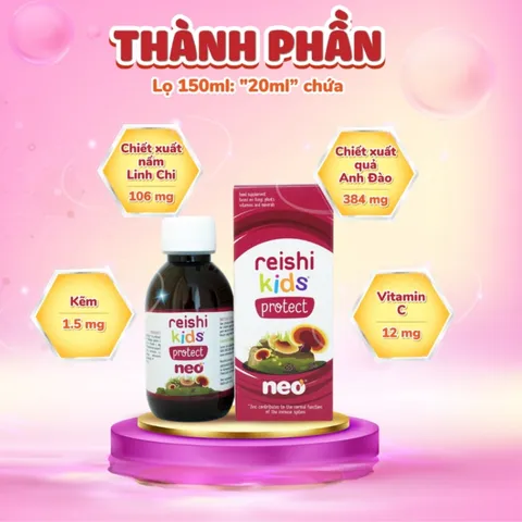 (Hàng nhập khẩu) Siro Reishi Kids Protect Lọ 150ml - Chiết Xuất Linh Chi Hữu Cơ, Hỗ Trợ Tăng Đề Kháng Cho Bé
